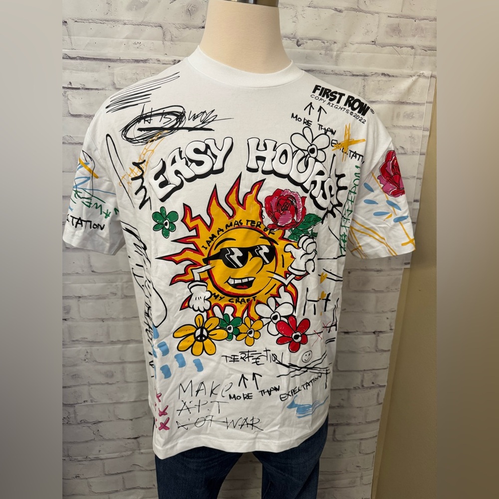 First Row Lemonade T Shirt All Over Graphic Size Large White Art Rare New